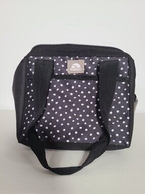 Igloo Insulated Cooler Lunch Tote Zippered Bag Black White Polka Dot